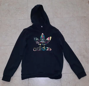 Adidas Youth/Girl/Boy Black Long-Sleeve Hoodie w/ Graphic Logo Size 11-12 - Picture 1 of 3