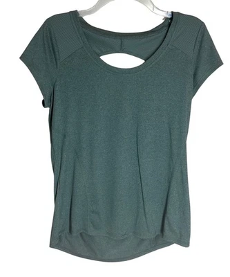 Top deportivo Xersion talla S verde alto corte bajo espalda malla acento manga gorra Foto 1 de 4