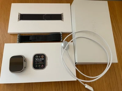 Apple Watch Ultra 2 49mm Titanium Case, M/L Blue/Black Trail Loop, 100% battery - Image 1 of 4