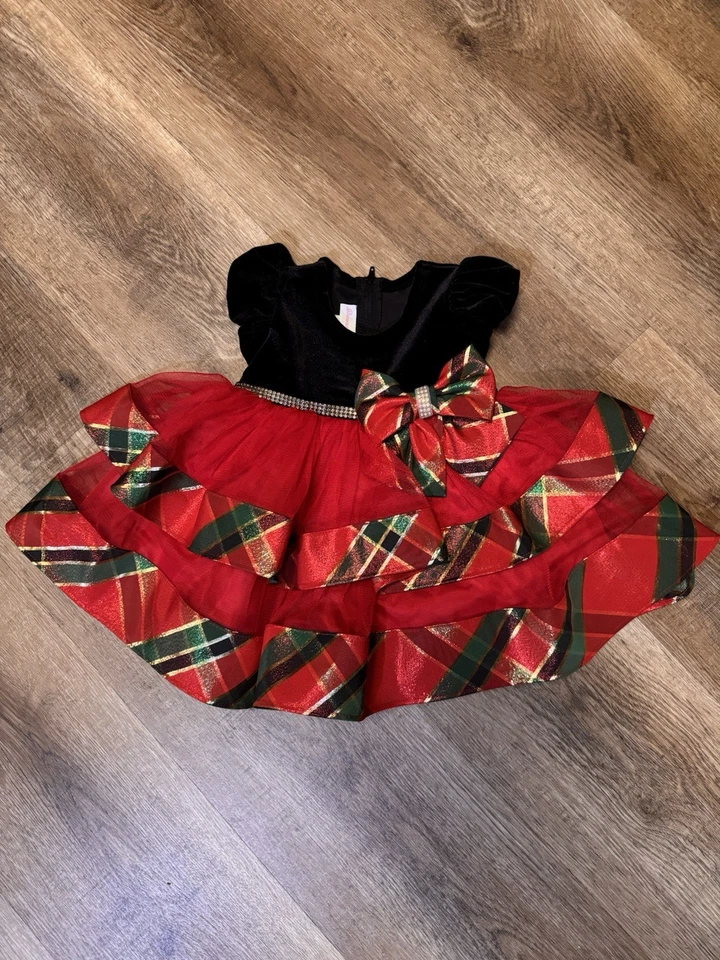 Vestido Bonnie Baby Navidad Manga Corta Talla 3-6 Meses  Foto 1 de 3