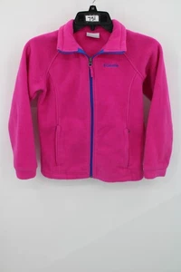 Columbia fleece jacket girls medium pink purple full zip Size 10/12 - Picture 1 of 8