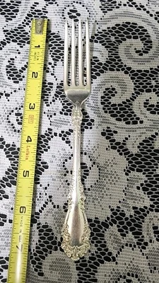 😜1847 ROGERS 古董 c1897 BerKSHIRE PATTERN 镀银 "7" LUNCHEON FORK 🍴  — 第 1/4 张图片