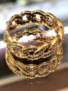 Solid Gold Ring w/ Small Diamonds Throughout, 10kt Gold, Creative Link Design - Picture 1 of 10