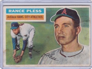 SW: 1956 Topps Baseball Card #339 Rance Pless Kansas City Athletics - VG+