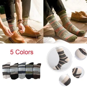 Comfortable Casual Ethnic Warm Men Socks Cashmere Soft Thick Wool - Picture 1 of 18