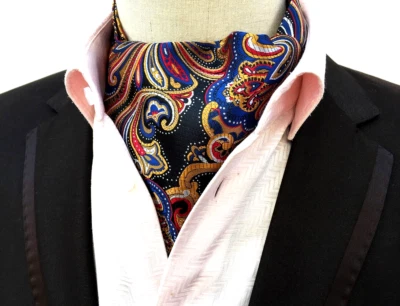 Classic Men Jacquard Paisley Red Scarves Cravat Ascot Necktie Tie Gentleman - Image 1 of 2