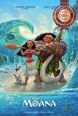 MOANA DISNEY KIDS CARTOON FILM MOVIE ORIGINAL CINEMA PRINT PREMIUM POSTER - Image 1 of 4