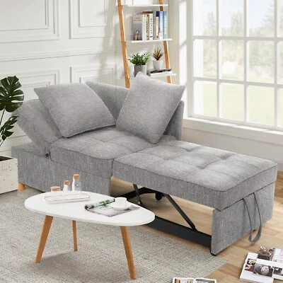 Soft Sleeper Lovesaet Sofa w/Adjustable Backrest Folding Ottoman Sofa Bed Chair - Image 1 of 4
