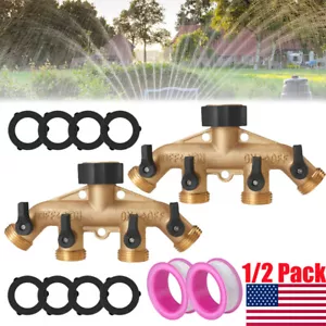 3/4'' Brass 4 Way Adaptor Outdoor Garden Tap Multi Hose Connector Water Splitter - Picture 1 of 15