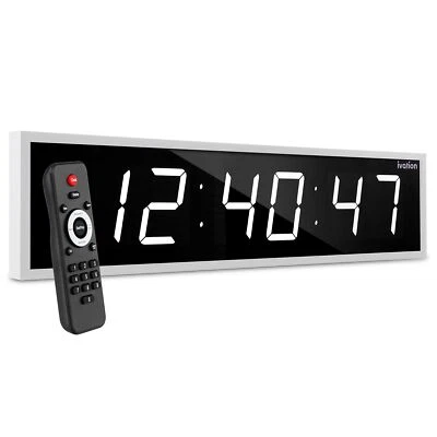 Ivation 24" Large Digital Clock, LED Digital Wall Clock W/Timer & Alarm, White - Image 1 of 4