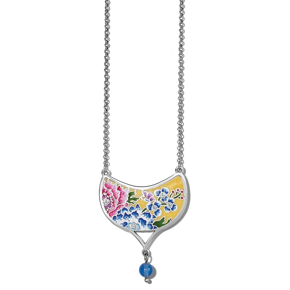 Brighton Blossom Hill Garden Drop Enamel Crystal Flower Necklace