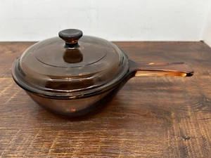 Corning Ware Visions 0.5L Saucepan Pot w/Pyrex Lid P81C Amber USA - Picture 1 of 9