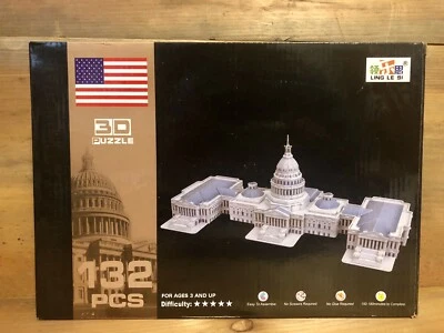 Liberty Imports 3D Jigsaw Puzzle Model Set Capitol Hill 5Star Difficulty 132 pcs - Image 1 of 2