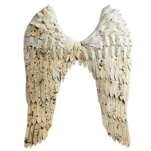 47th & Main X-Large Rustic White Metal Angel Wings Wall Décor 31” x 23” - Picture 1 of 2