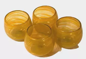 Juego de 4 candelabros con luz de té votiva remolino naranja vidrio artístico años 90 Anthropologie - Imagen 1 de 2