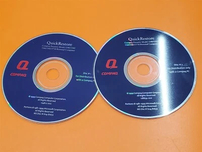⭐️⭐️⭐️⭐️⭐️ Compaq Presario Quick Restore Disc #1 and #2 Discs Only - Image 1 of 2
