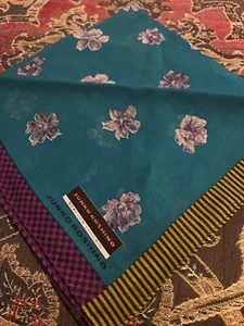JUNKO KOSHINO Teal Green Floral Hankie NWT 🌲 - Picture 1 of 1