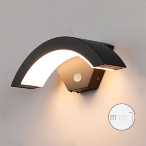 Outdoor Curved LED Wall Light PIR Motion Sensor Lamp Modern Outside Garden Porch - Picture 1 of 20