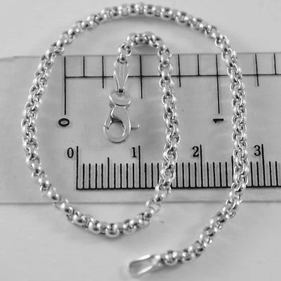 18K WHITE GOLD BRACELET WITH ROUND CIRCLE ROLO LINK, 2.5mm 0.1" MADE IN ITALY - Image 1 of 4
