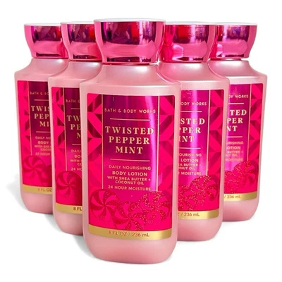 BATH & BODY WORKS Twisted Peppermint Body Lotions 8 OZ  X 5 NEW!!! - Image 1 of 2