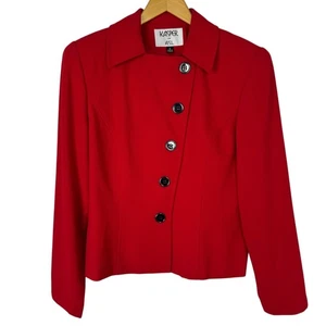 Kasper ASL Red Blazer Jacket Black Buttons Classic Professional Career Size 6 - Picture 1 of 10