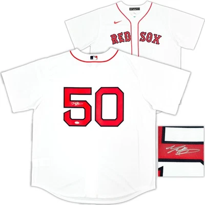 Boston Red Sox Mookie Betts Autographed Signed White Nike Jersey Size XL JSA - Image 1 of 4