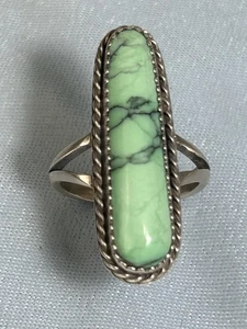 Southwestern natürlicher Variszit Ring (Türkis Schwester) Sterling Größe 7-3/4 - Bild 1 von 4