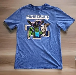 Minecraft T Shirt XXL (18) Blue Video Game Zombies Gamer Youth Short Sleeve - Picture 1 of 5