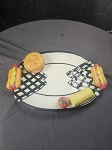 Vintage Swoozies Lotus Neuheit Mittagessen Platte 16" 3D Burger Hotdog Mais - Bild 1 von 17