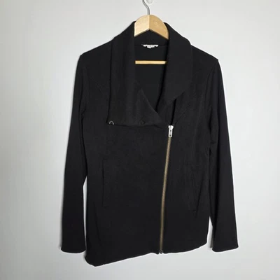 HELMUT LANG Villous ассиметричный Moto куртка большой черный толстовка вязаный полный молнии - Изображение 1 из 4