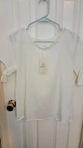 Baluoke Women Ivory Short Sleeve Blouse Large NWT - Picture 1 of 8
