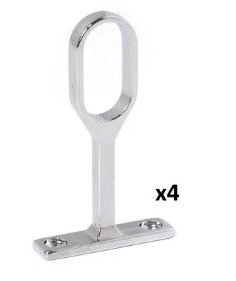 4 Oval Wardrobe Rail Rod Socket Centre Support Bracket Chrome Finished - Image 1 of 4