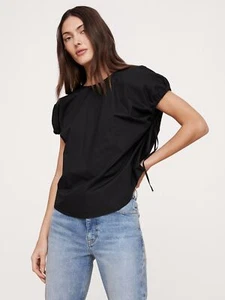 Banana Republic Oversize Baumwoll Popeline Cinch Top Neu mit Etikett - SM PETITE schwarz #742602 - Bild 1 von 7