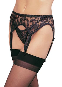 Lace Garter Belt W/Thong O/S BLACK - Picture 1 of 1