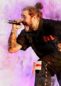 Post Malone #1 Skizzenkarte limitiert #ed/250 John Rudolph signiert SP - Bild 1 von 2