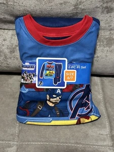 Marvel Avengers 2-Pc Pajamas Boy's Soft Flannel Superhero Blue Size 6/7 New - Picture 1 of 3