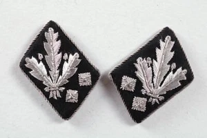 Allemand Col Officier Épaulettes Rang Obergruppenfuhrer Argent Tresse Main Laine - Picture 1 of 3