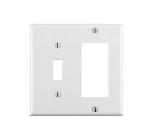 Placa de pared combinada de dispositivo Leviton 80405-W 2 velocidades 1 palanca 1 decoración/GFCI - Imagen 1 de 1