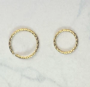 Set Of 6mm And 8mm Rounded Ends Gold Twisted Nose Hoop Nose Rings - Picture 1 of 1