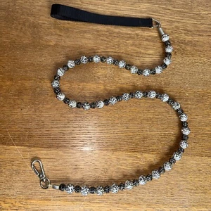 juwelenbesetzte Hundeleine Perlen grau schwarz und Glitzer 39" lang - Bild 1 von 5