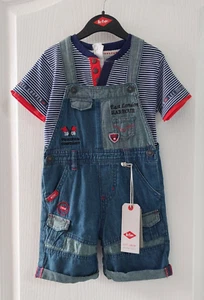 Baby Boys 18 Months Lee Cooper Dungaree & T-Shirt Outfit 2 Piece Set - Picture 1 of 11