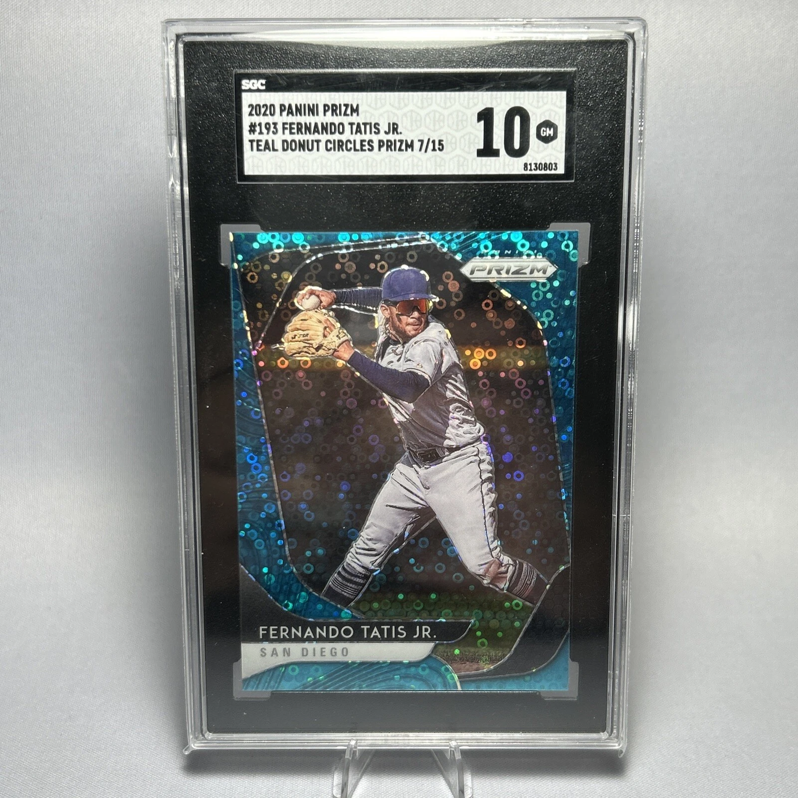 2020 Panini Prizm Baseball #193 Fernando Tatis Jr. Teal Donut Circles /15 SCG 10