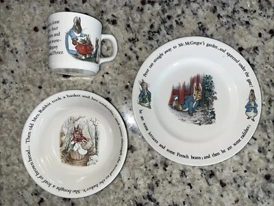 Juego de comedor infantil Wedgewood Peter Rabbit de 3 piezas - Excelente estado Foto 1 de 2