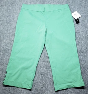 89th Madison Capri Pants Womens Size 14 Green Tummy Comfort Stretch New - Picture 1 of 11