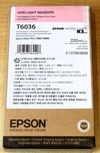 ORYGINALNY EPSON T6036 Vivid Light Magenta 220ml wkład atramentowy 7880 9880 datowany na 2023 rok - Zdjęcie 1 z 4