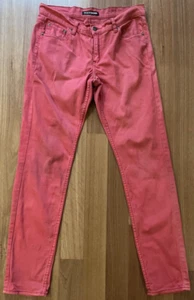 Ziggy Denim mens jeans Sticks & Bones red stretch tapered leg denim W32 defects - Picture 1 of 10