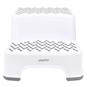 White 2-Tier Step Stool, Kids Bathroom and Bedroom Plastic Step Stool - Picture 1 of 10