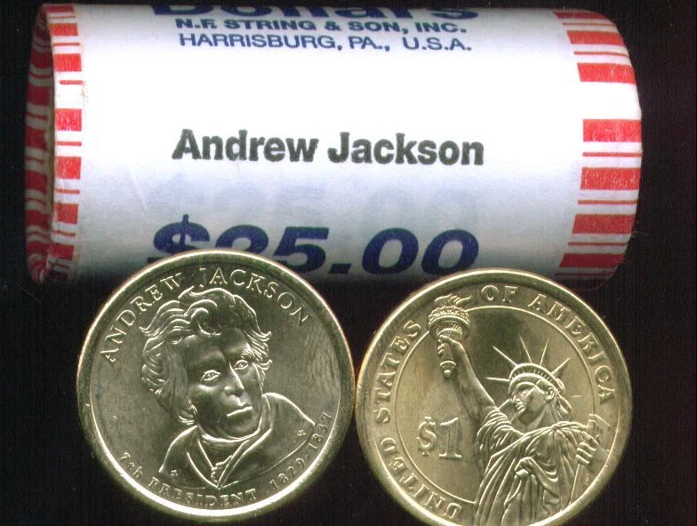 ~L@@K~Head/Tail~ 2008 D MINT ANDREW JACKSON GOLD $25 DOLLAR ROLL ~CHEAP~ - Imagem 1 de 1