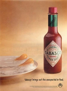 Magazine Print Ad TOBASCO 1992 Fried Eggs Attracted to Tobasco Sauce 125th Aniv - Picture 1 of 1