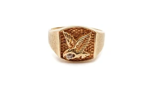 Anillo águila diamante oro amarillo 10k talla 11 para hombre - Imagen 1 de 14